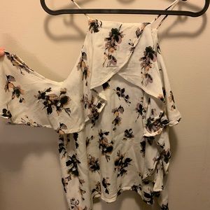 Off the shoulder flowy and floral shirt